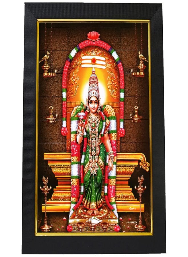 101Temples - Goddess Meenakshi Amman Wooden Photo Frame | Madurai | Meenatchi | Minakshi | Ambal | Arulmigu | Angayarkannammai | 1 Piece | 10 x 13 | Matt Finish | Wood (Shivalinga) - Image 1